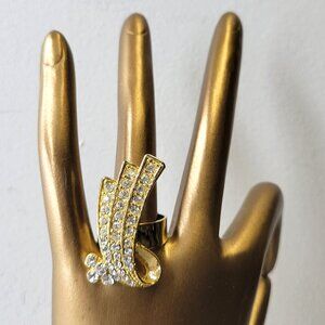 Gold and Crystal Rhinestone Adjustable Ring